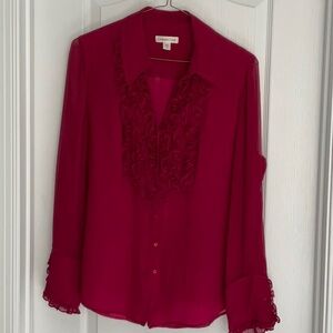 Coldwater Creek Dark Pink Long Sleeve Button Down Shirt